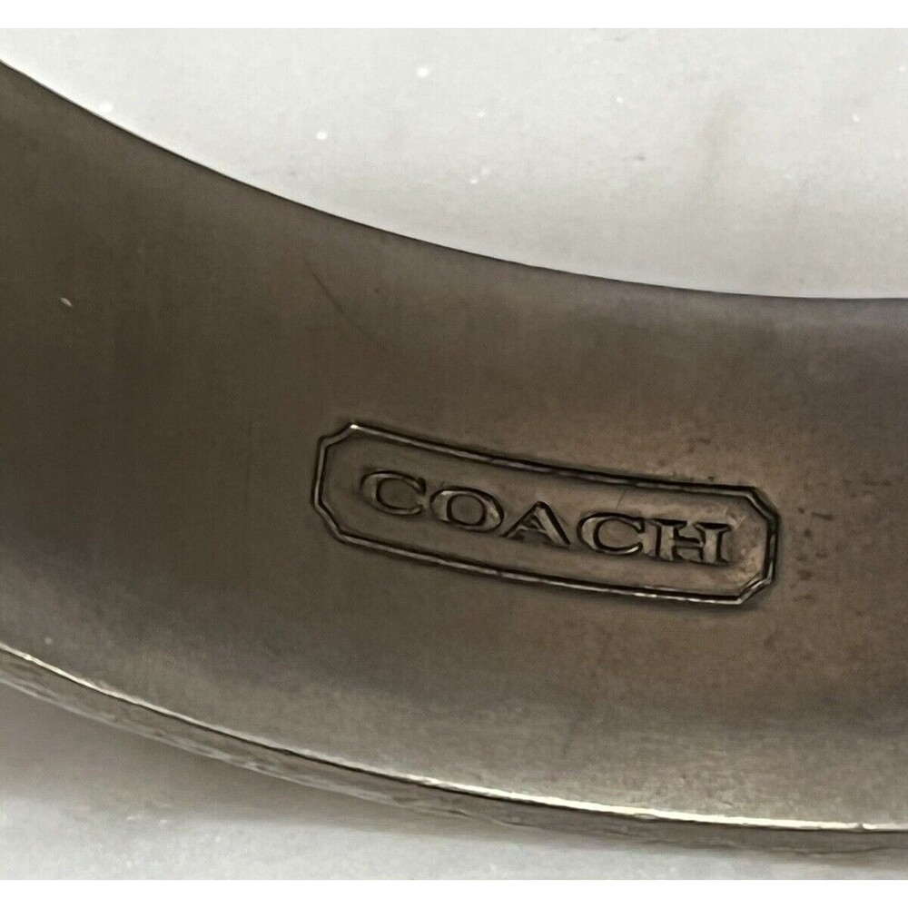 Coach Bangle Bracelet Stackable Enamel POLKA DOT Signature Logo Silver Plate Y2K - Picture 6 of 6